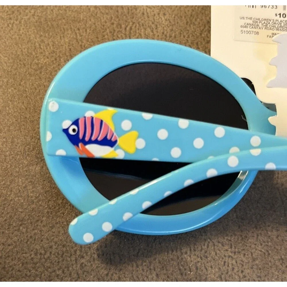 Nwt Gymboree Girls Sunglasses Neon Aqua Flow 2T-5T Blue/with White Polka Dots